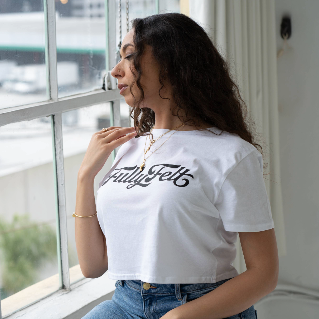 White Logo Crop T-Shirt